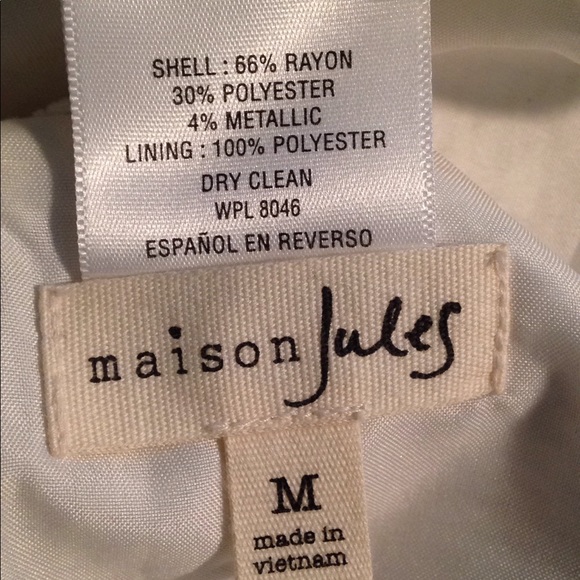 Maison Jules Cream Metallic Polka Dot Dress Med - Picture 7 of 7